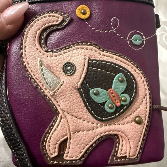 Chala Purple and Pink Elephant Crossbody Phone Bag - Picture 6 of 8